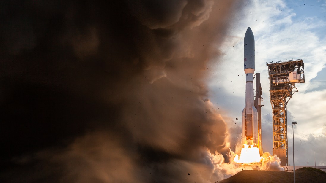Image depicting a rocket launch, symbolizing Amazon's expansion into satellite business.